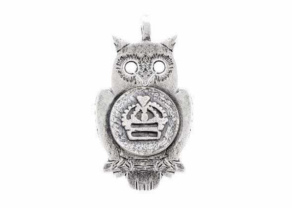 coin necklace with the Crown coin medallion and owl wise jewelry ahuva coin jewelry