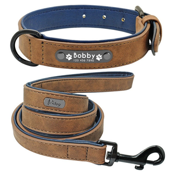 High Quality Leather Collar Leash for Small/Medium/Large Dogs