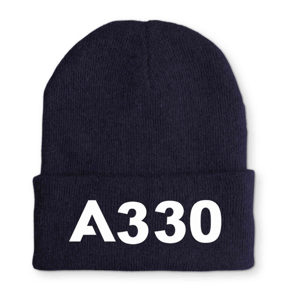 A330 Flat Text Embroidered Beanies