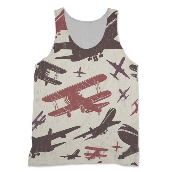 Vintage & Jumbo Airplanes Designed 3D Tank Tops