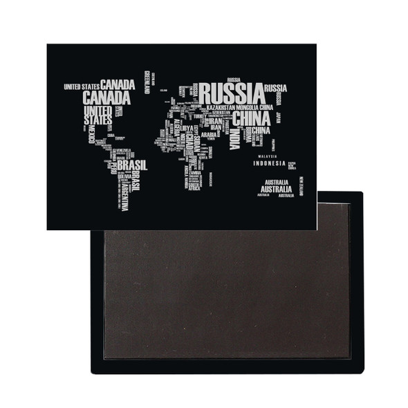 World Map (Text) Designed Magnet