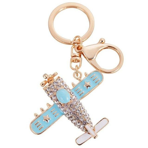 Vintage and Cute Crystal Designed Airplane Shape Key Chains
