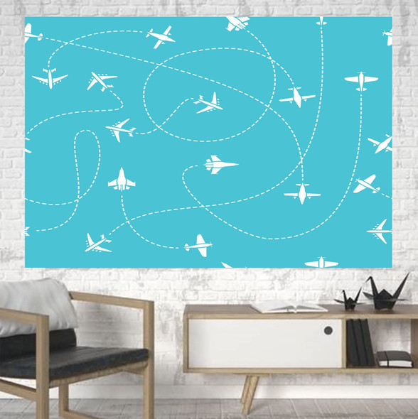 Travel The The World By Plane Printed Canvas Posters (1 Piece)