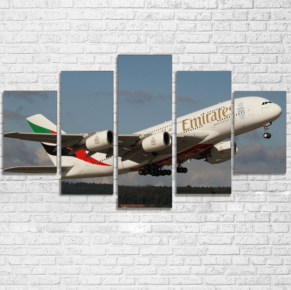 Departing Emirates A380 Printed Multiple Canvas Poster