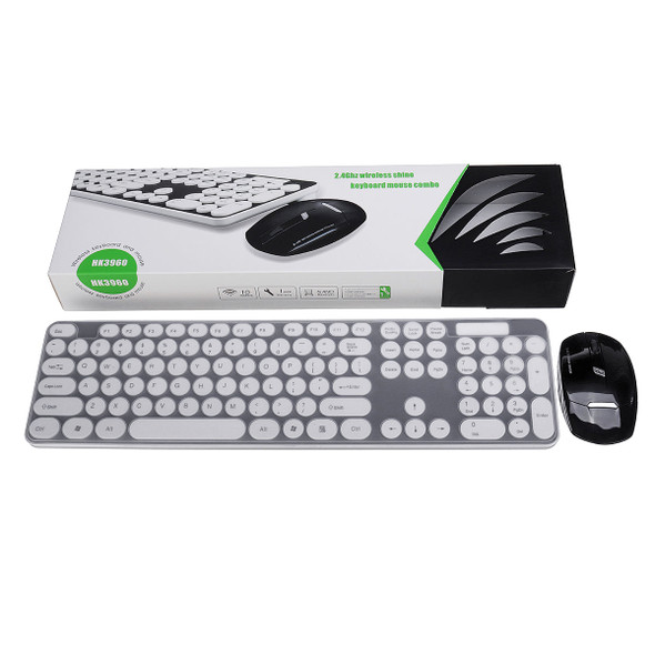 Ultra Thin Mute 2.4GHz Wireless 101 Keys Keyboard and 1600DPI Mouse Combo Set for Desktop Laptop