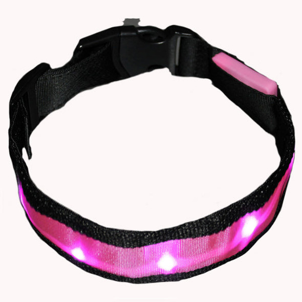 Size M Nylon Safety Flashing Glow Light LED Pet Dog Collar