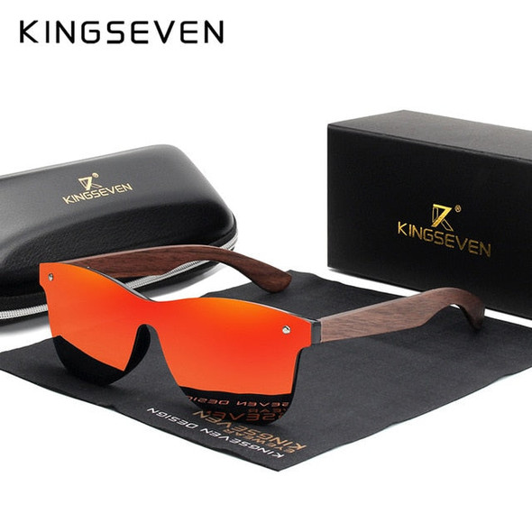 KINGSEVEN 2019 Handmade Walnut Wooden Eyewear Polarized Mirror Sunglasses Men Women Vintage Design Oculos de sol masculino UV400