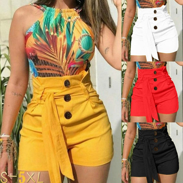 Free shipping Women's shorts summer shorts Cotton Bow Women's Sexy High Waist Slim Fit Casual Style Belted Shorts Size S-5XL