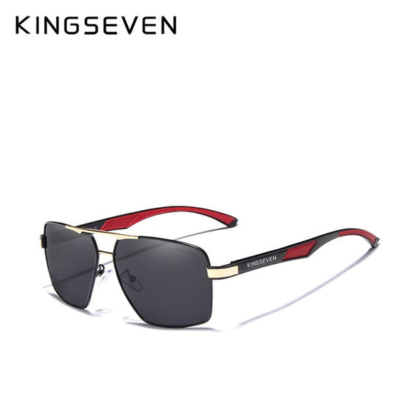 KINGSEVEN Aluminum Men's Sunglasse Polarized Lens Brand Red Design Temples Sun glasses Coating Mirror Glasses Oculos de sol 7719