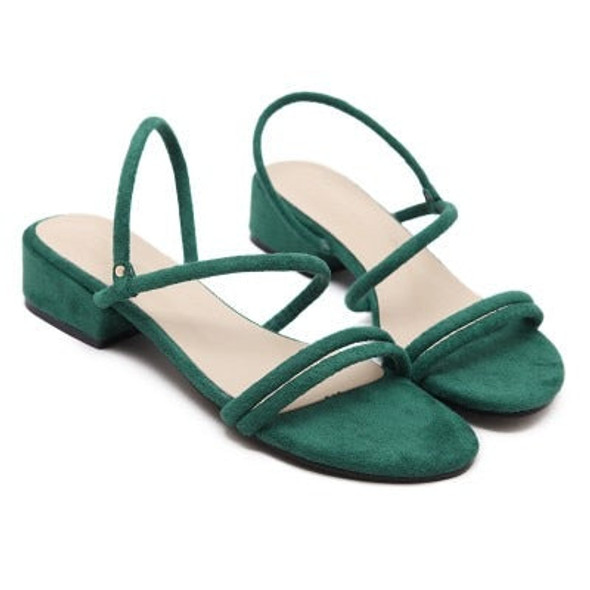 2019 new  Female sandals Low-heeled sandals open-toed suede rough with Ankle Strap Square heel sandals mujer s135-1