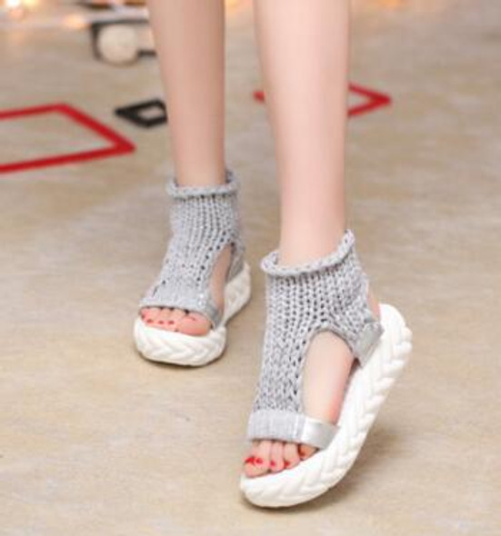 Comfortable Casual Wool Women's Summer Sandals 2018 New Arrival Knit Platform Shoes Candy Color Wedge Sandalias