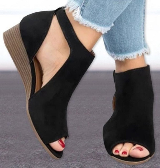 woman wedge buckles fish mouth sandals gladiator women sandals mid heel sandals ladies Gladiator Rome peep toe women shoes W445