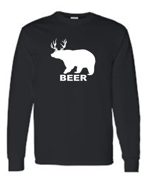 Men's/Unisex Drinking Bear Deer Beer Long Sleeve