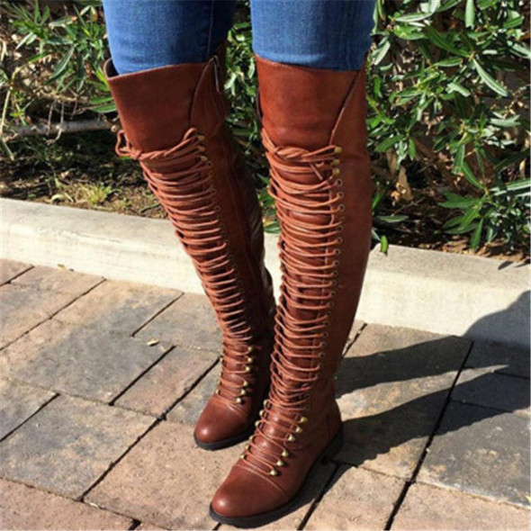 Boot - New Women's Lace Up Slim Over Knee High Boot