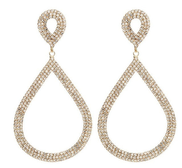 Luxury water drop statement earrings for women rhinestone big earrings  crystal dangle earings fashion costume jewelry