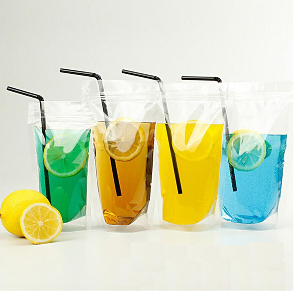100Pcs Clear Stand-up Beverage Drink Coffee Plastic Packaging Bag, Resealable Zip Lock  Grain Candy Baking Food Pouch