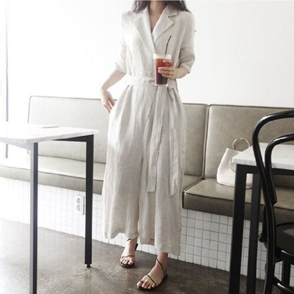 Colorfaith 2020 New Autumn Women Jumpsuits & Rompers Casual Cotton and Linen Wide Leg Ankle-Length Pants Lace Up Playsuit JS6695