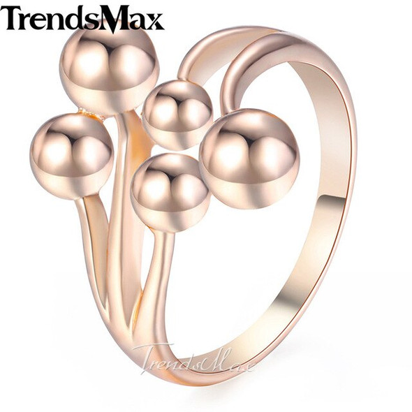 Trendsmax Vine Balls Rings for Women 585 Rose Gold Wedding Rings Engagement Ring Fashion Jewelry Gift for Women Girls GR40