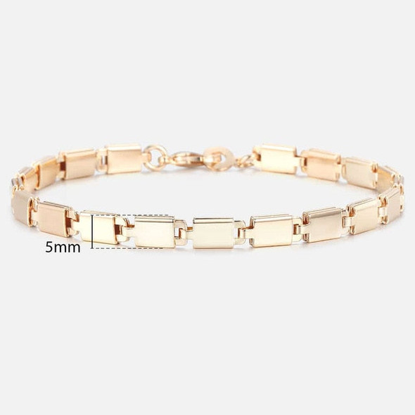 20cm Bracelets For Women Men 585 Rose Gold Curb Snail Foxtail Venitian Link Chains Men's Bracelets Fashion Jewelry Gifts KCBB1