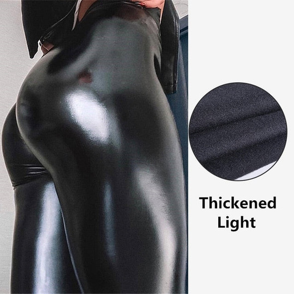 S-5XL Plus Size Winter PU Leather Leggings Women  Thickened Warm Legging High Waist Leggings Black Leather Pants Women