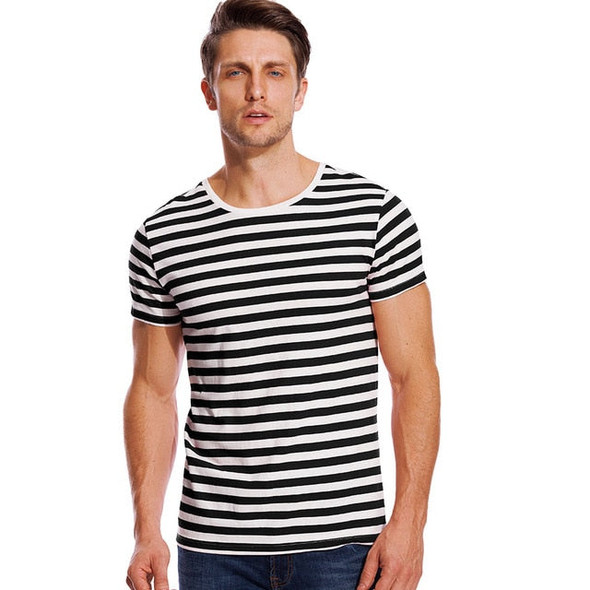 Striped Sailor Top Tees Stripe T Shirt for Men Male Navy Russian Shirt Red White Black Blue Boy Even Basic Wide Stripped Cosplay
