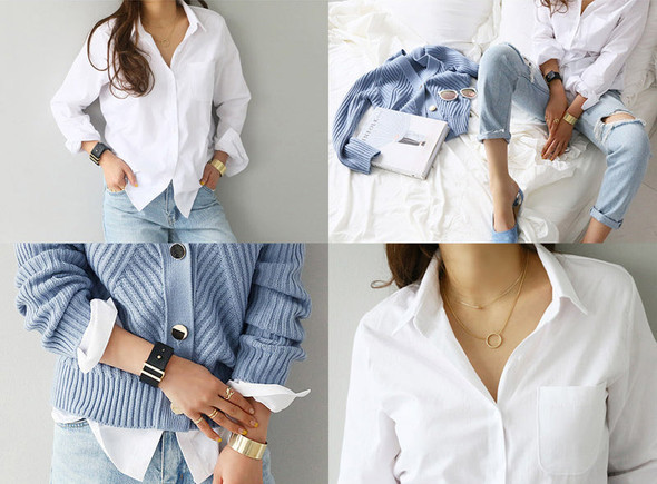 Women White  Long Sleeves Blouse