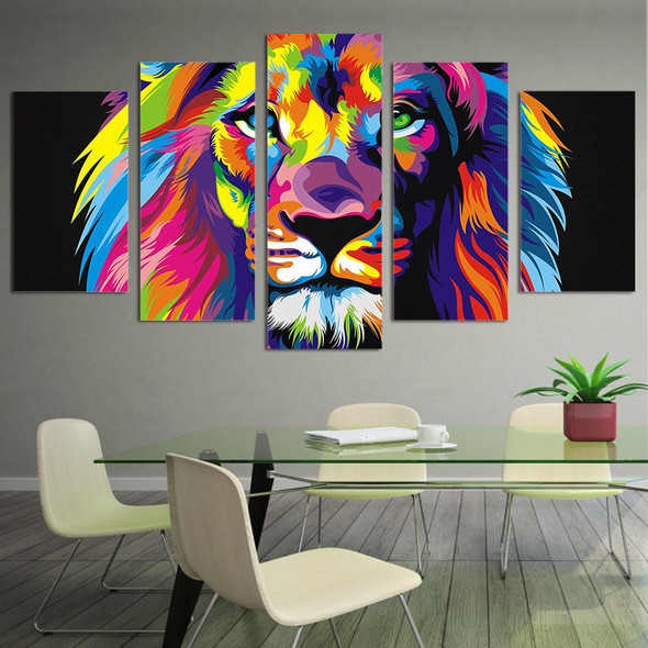 Lion Painting 5 piece Canvas art HD Printed Colorful lion room decoration print poster wall picture canvas Free shipping/ny-2527