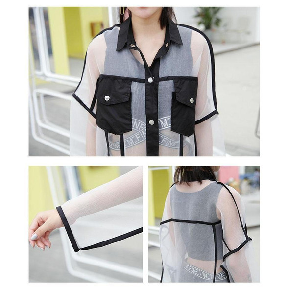 Oversized Transparent Mesh Patchwork Blouse Korean Streetwear #JU2669