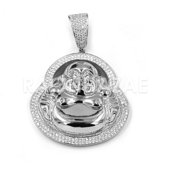 New Lab diamond Micro Pave JUMBO Laughing Buddha Pendant.