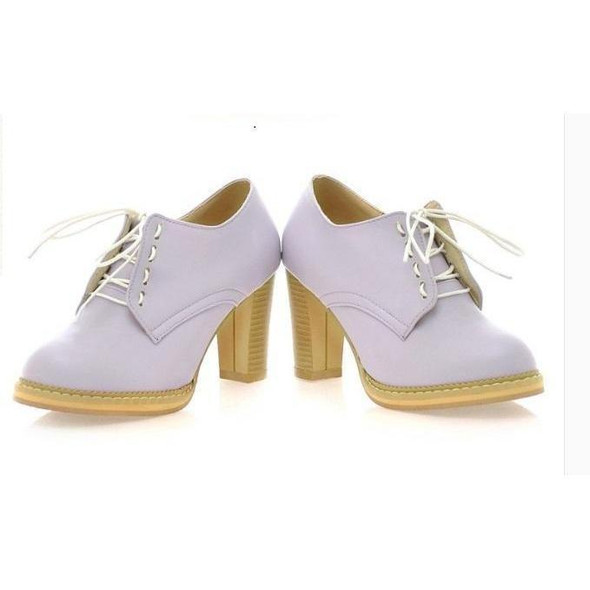 Harajuku Pastel Lace Up Pumps 8cm High Heels Shoes [3 Colors] #JU2034