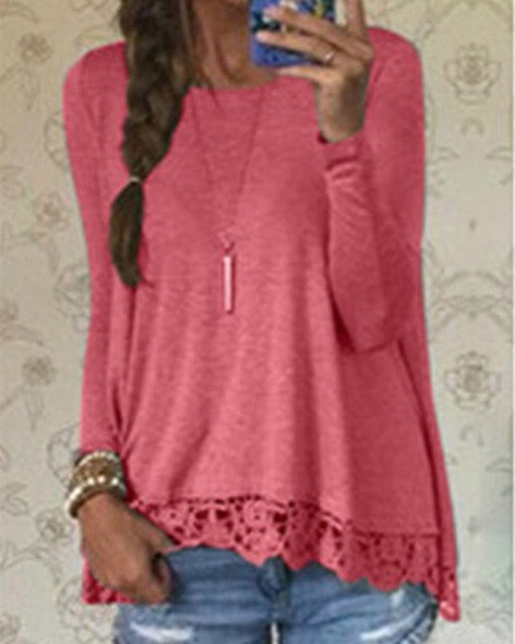 Casual Loose Crochet & Lace Look Long Sleeve Top!      Sizes: S M L XL XXL XXXL 4XL 5XL