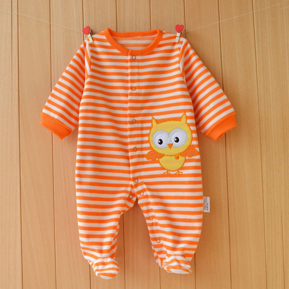 Orange Striped Rompers with Footies