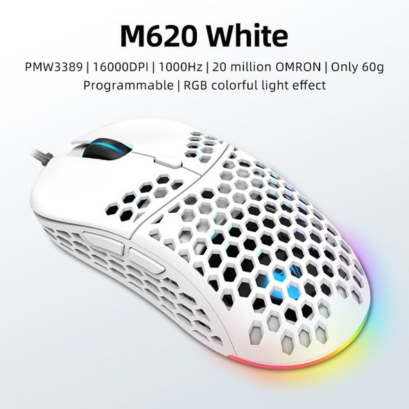 GAMING MOUSE- MACHENIKE RGB PMW3389 Computer Mouse Gamer Gaming 16000DPI - Honeycomb design