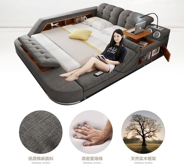 Europe and America fabric cloth bed massage Modern Soft Beds Home Bedroom Furniture cama muebles de dormitorio / camas quarto