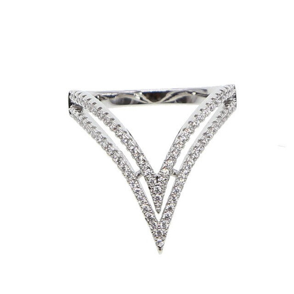 dazzling double V shape ring