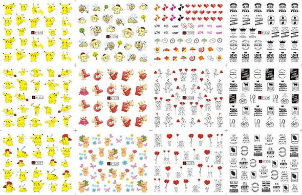 12 sheets water decal nail art decorations nail sticker tattoo full Cover beauty cartoon mouse Decals manicure supplies 2020 new