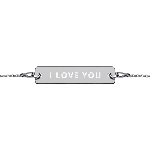 Engraved Silver Bar Chain Bracelet