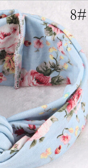 Retro Women Elastic Turban Twisted Knotted Floral Headband