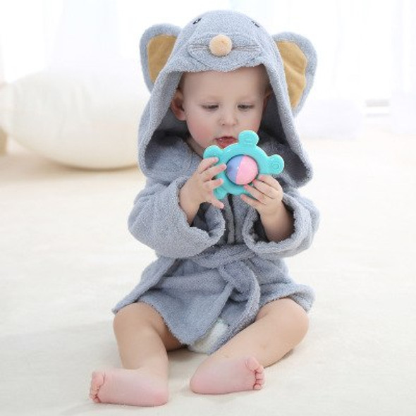 Baby Hooded Cotton Robe - Gray Mouse