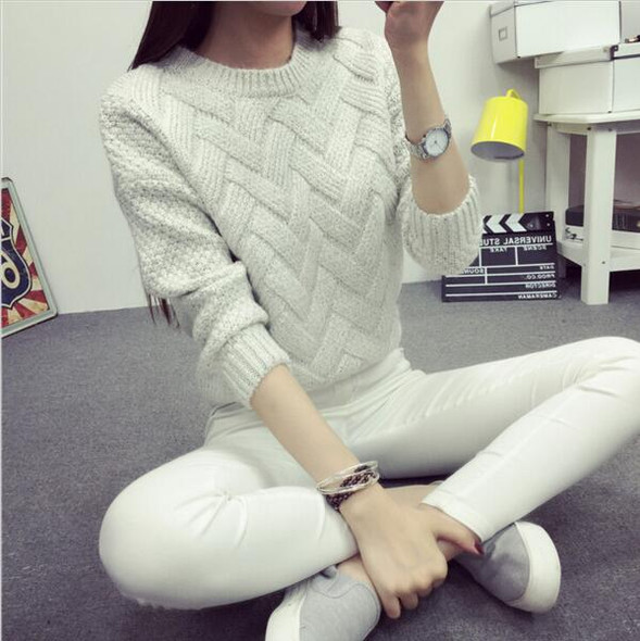 Pullover Casual Plaid O-neck Autumn and Winter Style Sweater