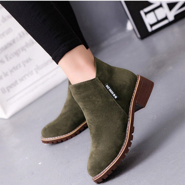 Low Heels Zipper Scrub Platform Ladies Black Short Ankle Boots