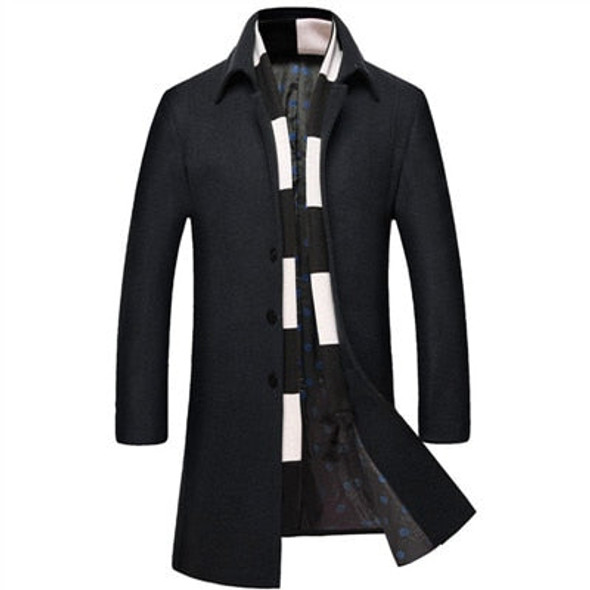 Men 's  Long Wool Coat With Scarf