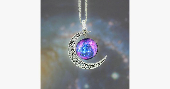 Starry Galaxy & Moon Necklace