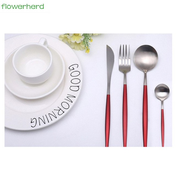 4 Pcs/Set Rose Gold Dinnerware Set 304 Stainless Steel Western Cutlery Set Kitchen Food Tableware Sliver Dinner Flatware Set