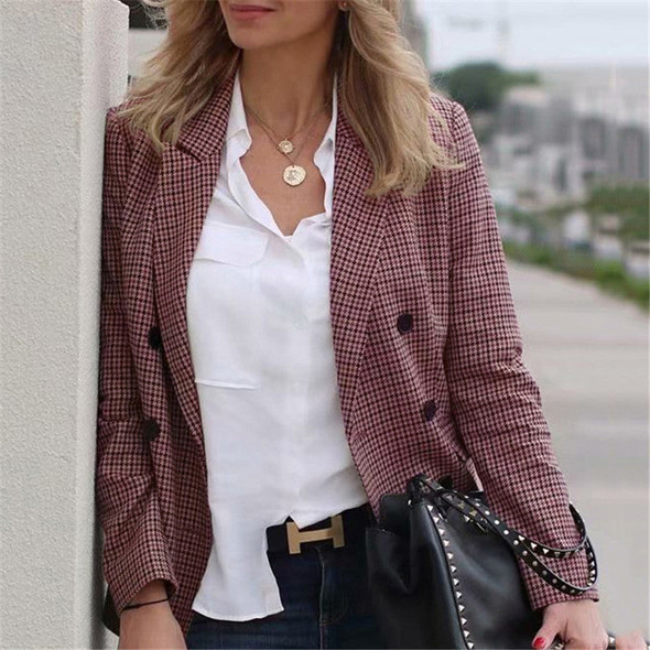 Fashion Plaid Blazers and Jackets Work Office Lady