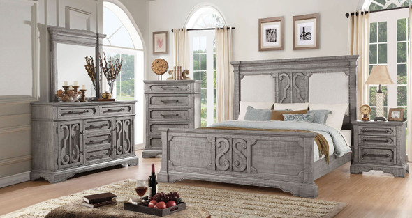 Acme 27087EK Artesia Natural Wood Finish 4 Piece Eastern King Bedroom Set