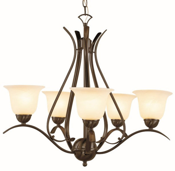 Ribbon Branched 5 Light Chandelier In Bronze