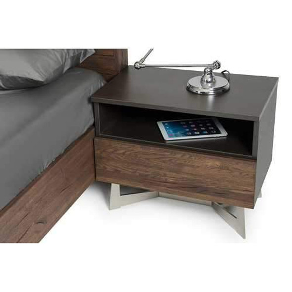 Modern Dark Aged Oak Nightstand