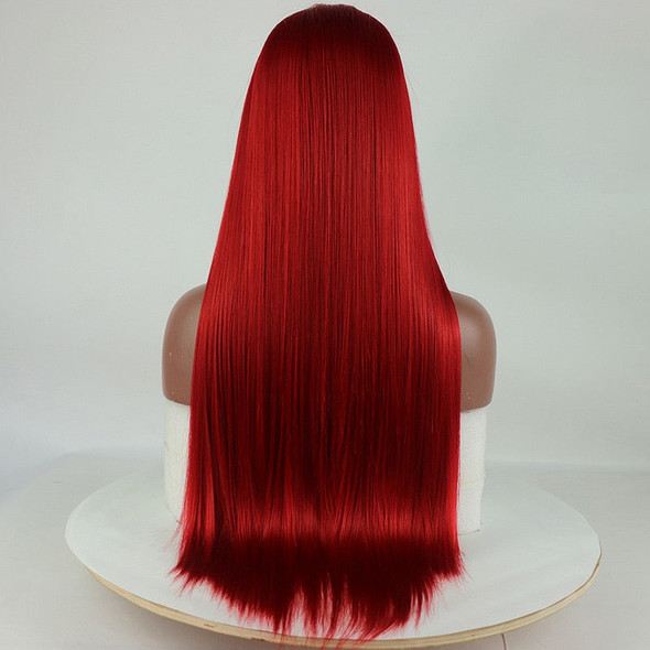 Red Wig Straight Synthetic Lace Front Wig