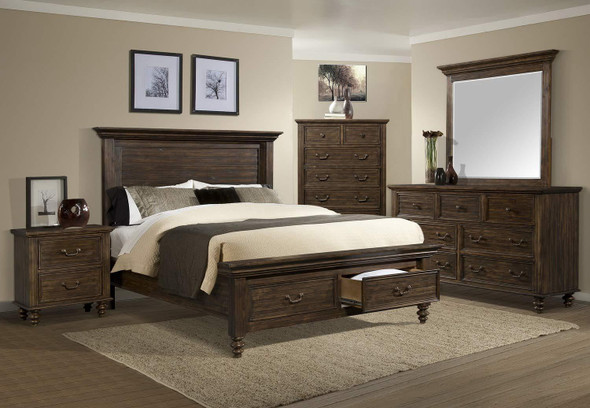 Cottage Creek Queen Elk Run Bedroom Set 4 Piece | Brown